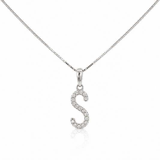 Diamond Initial S Pendant Necklace