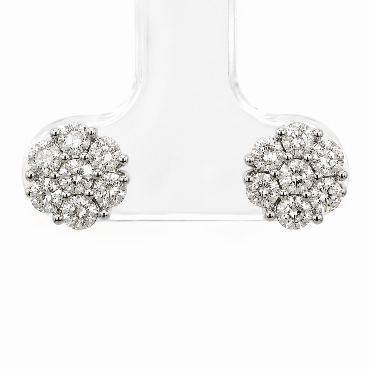 Diamond Flower Stud Earrings