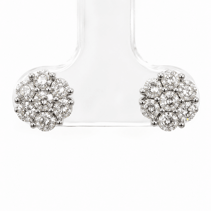Diamond Flower Stud Earrings