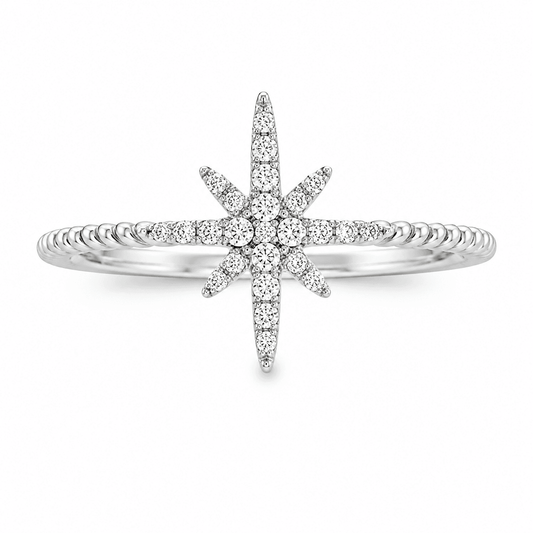 Diamond Starburst Twist Ring