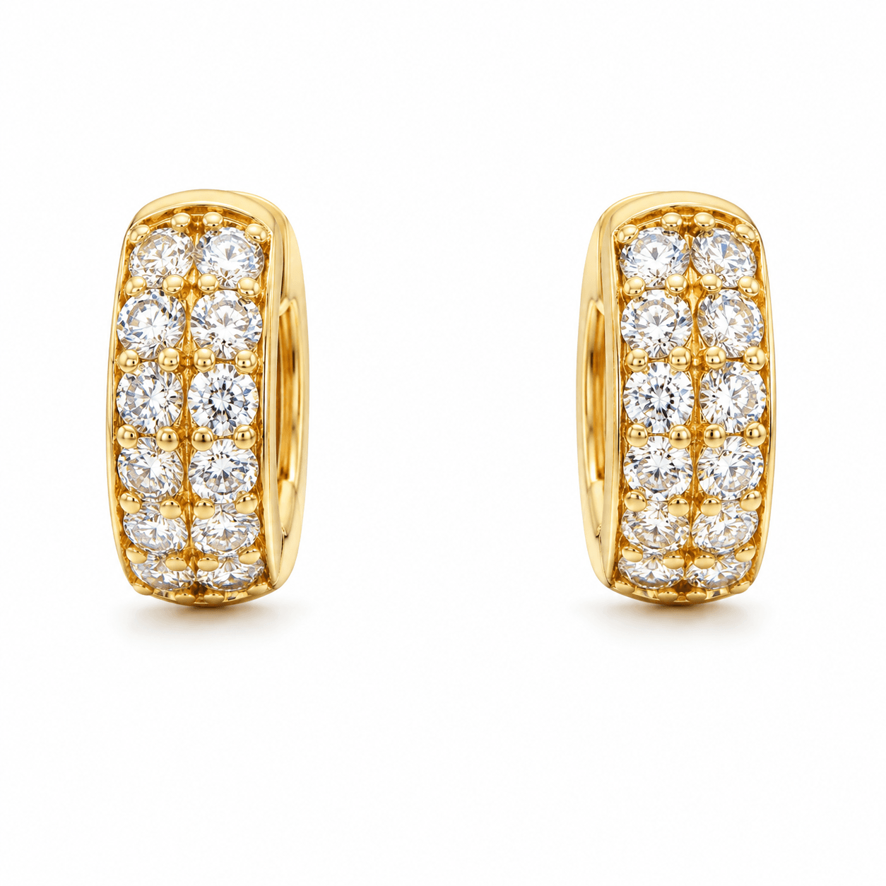 Two-Row Diamond Huggie Earrings