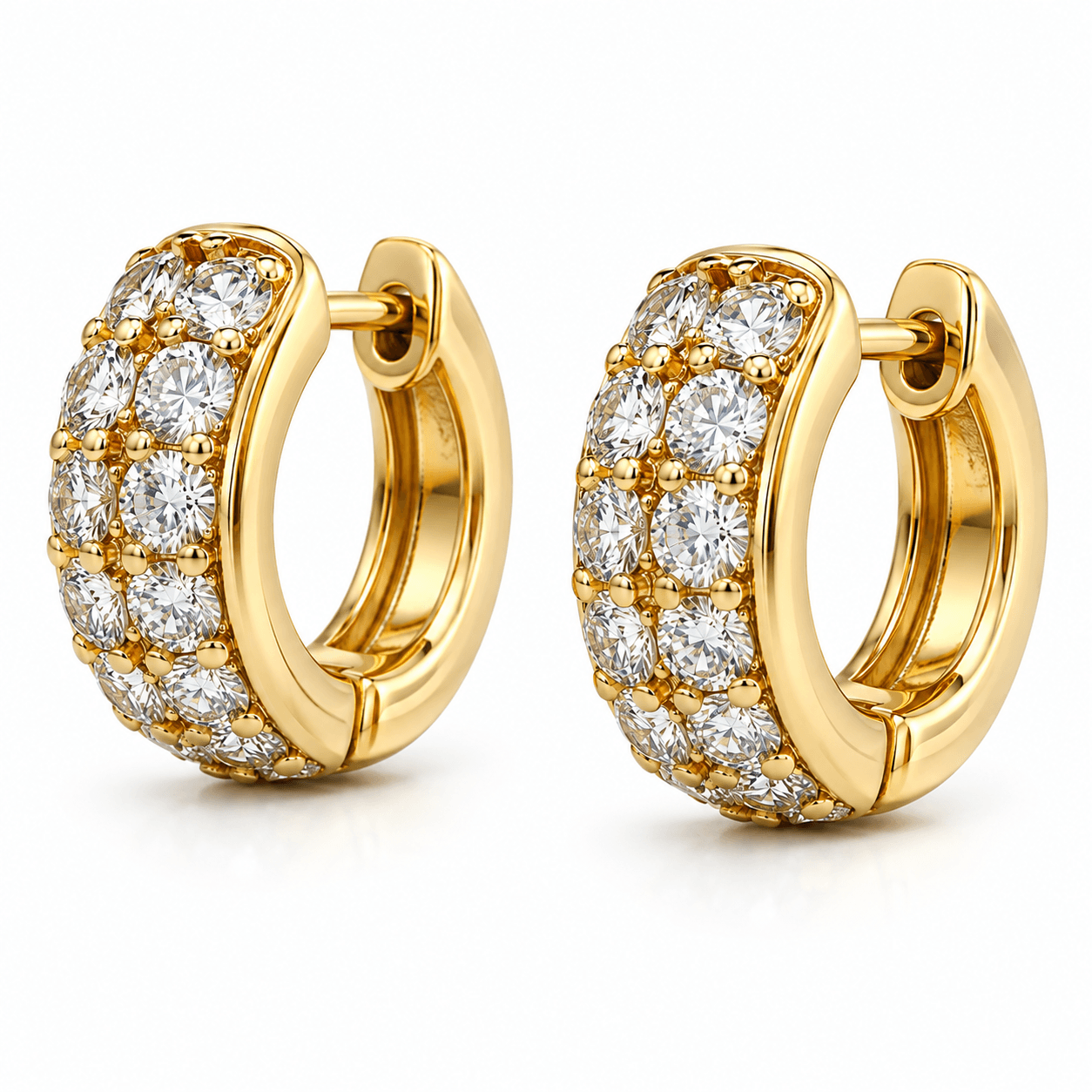 Two-Row Diamond Huggie Earrings