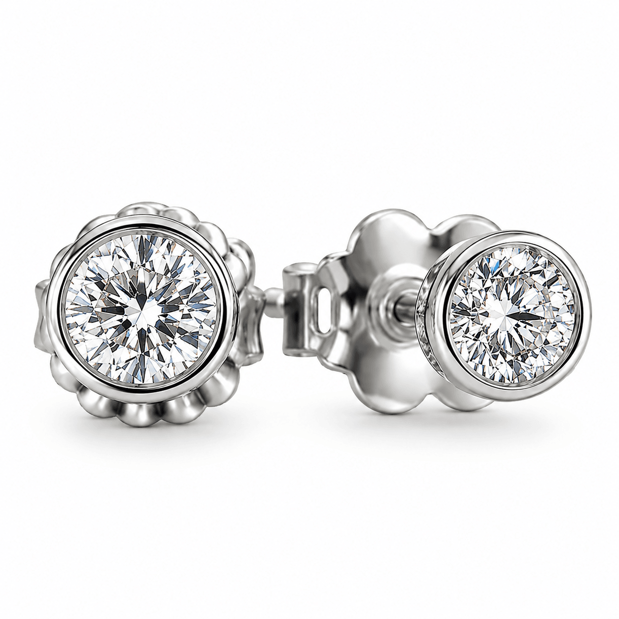 Diamond Bezel Stud Earrings