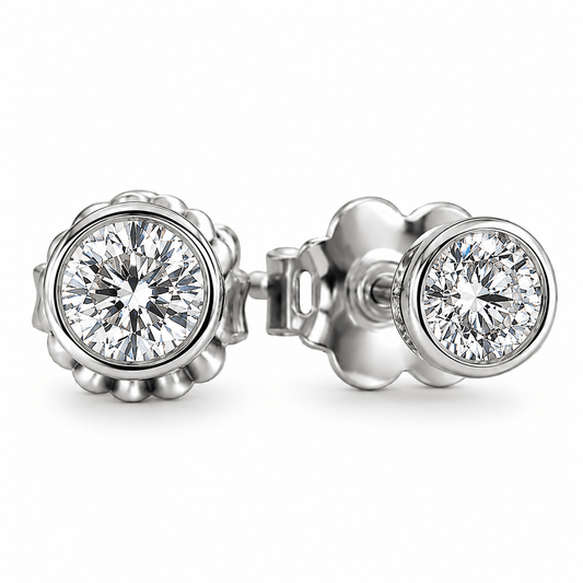 Diamond Bezel Stud Earrings