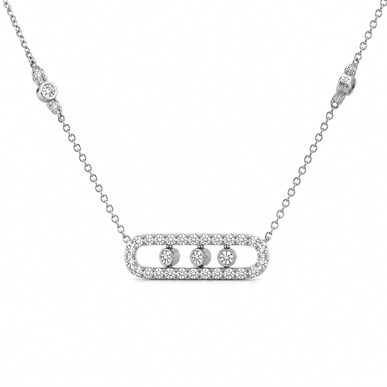 Diamond Sliding Rectangle Necklace