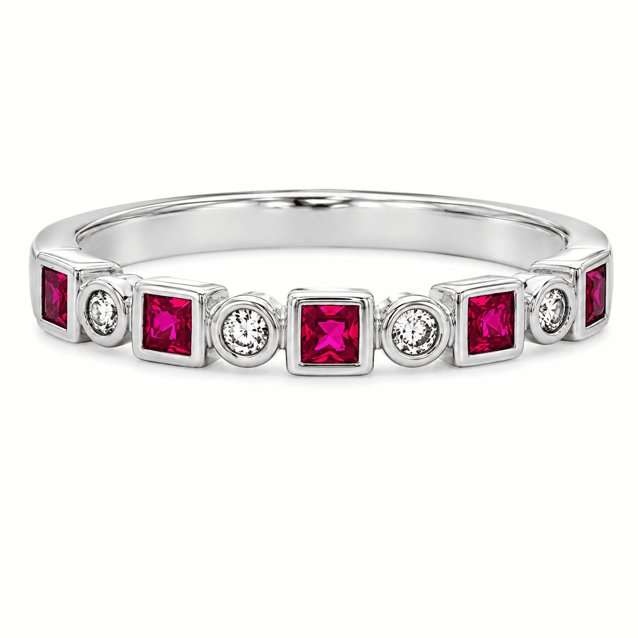 Ruby and Diamond Bezel Ring