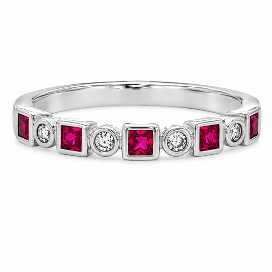 Ruby and Diamond Bezel Ring