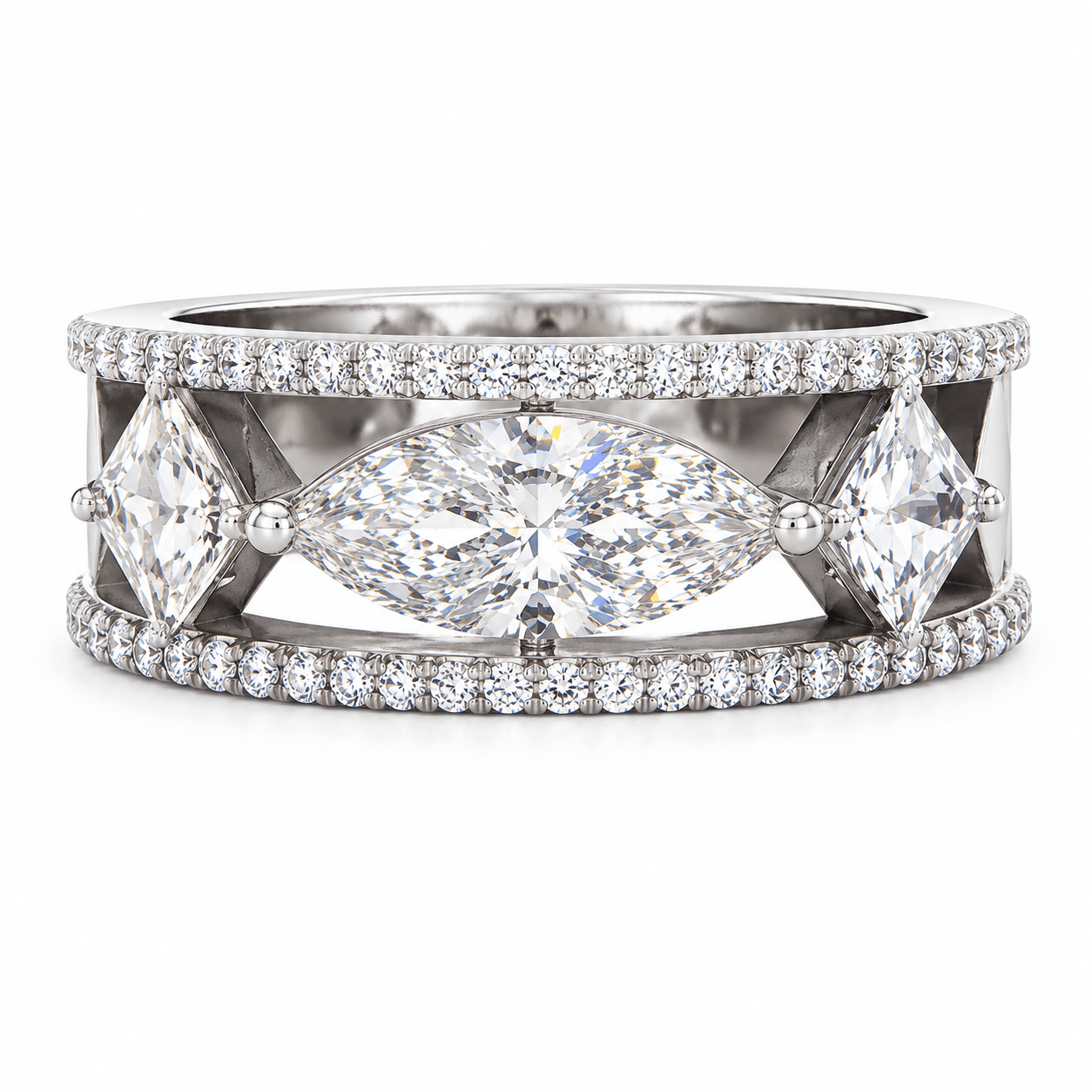 Marquise Diamond and Pink Sapphire Ring