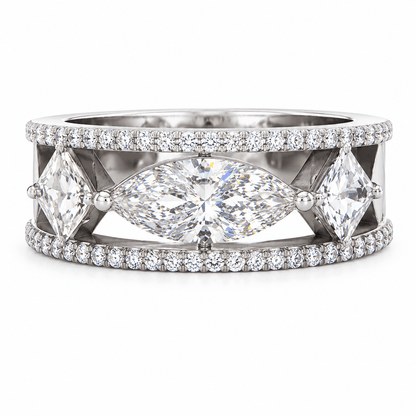 Marquise Diamond and Pink Sapphire Ring