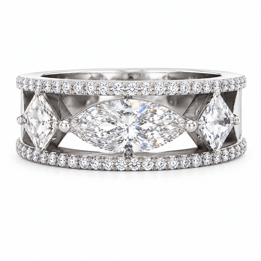 Marquise Diamond and Pink Sapphire Ring