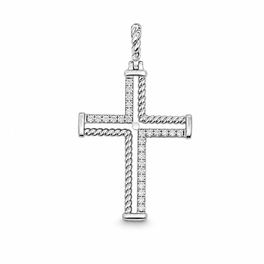 Diamond and Beaded Cross Pendant