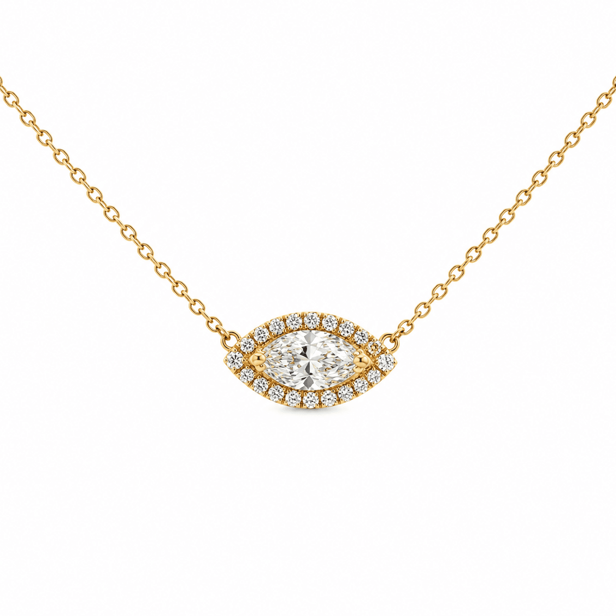 Marquise Diamond Halo Necklace