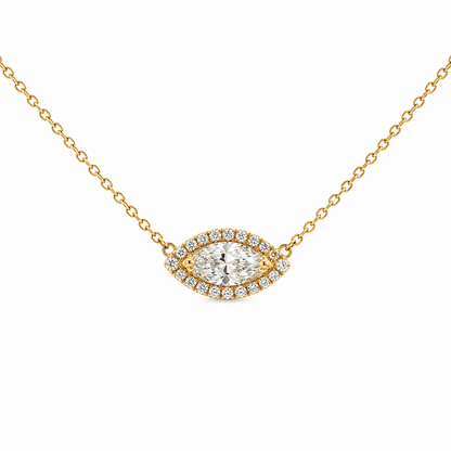 Marquise Diamond Halo Necklace
