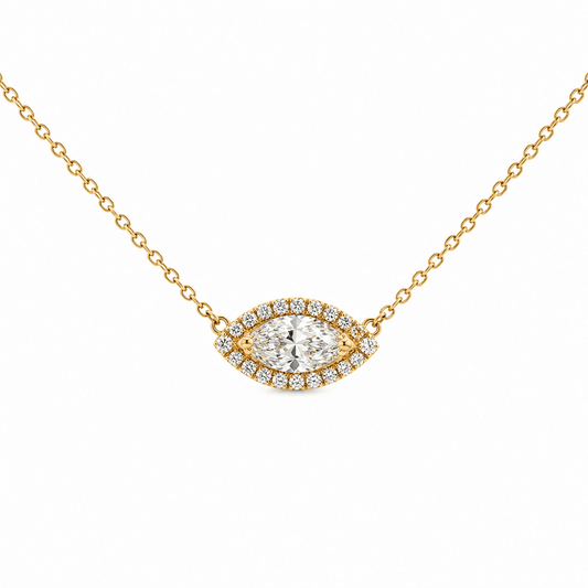 Marquise Diamond Halo Necklace