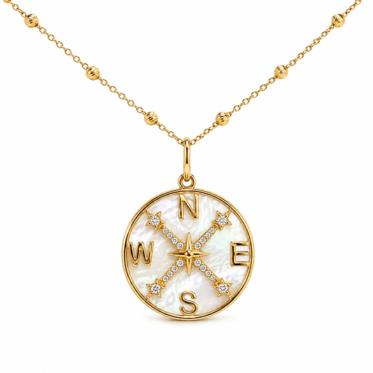 Compass Mother-of-Pearl Diamond Necklace