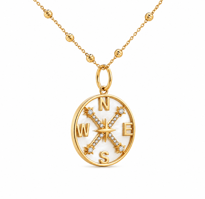 Compass Mother-of-Pearl Diamond Necklace