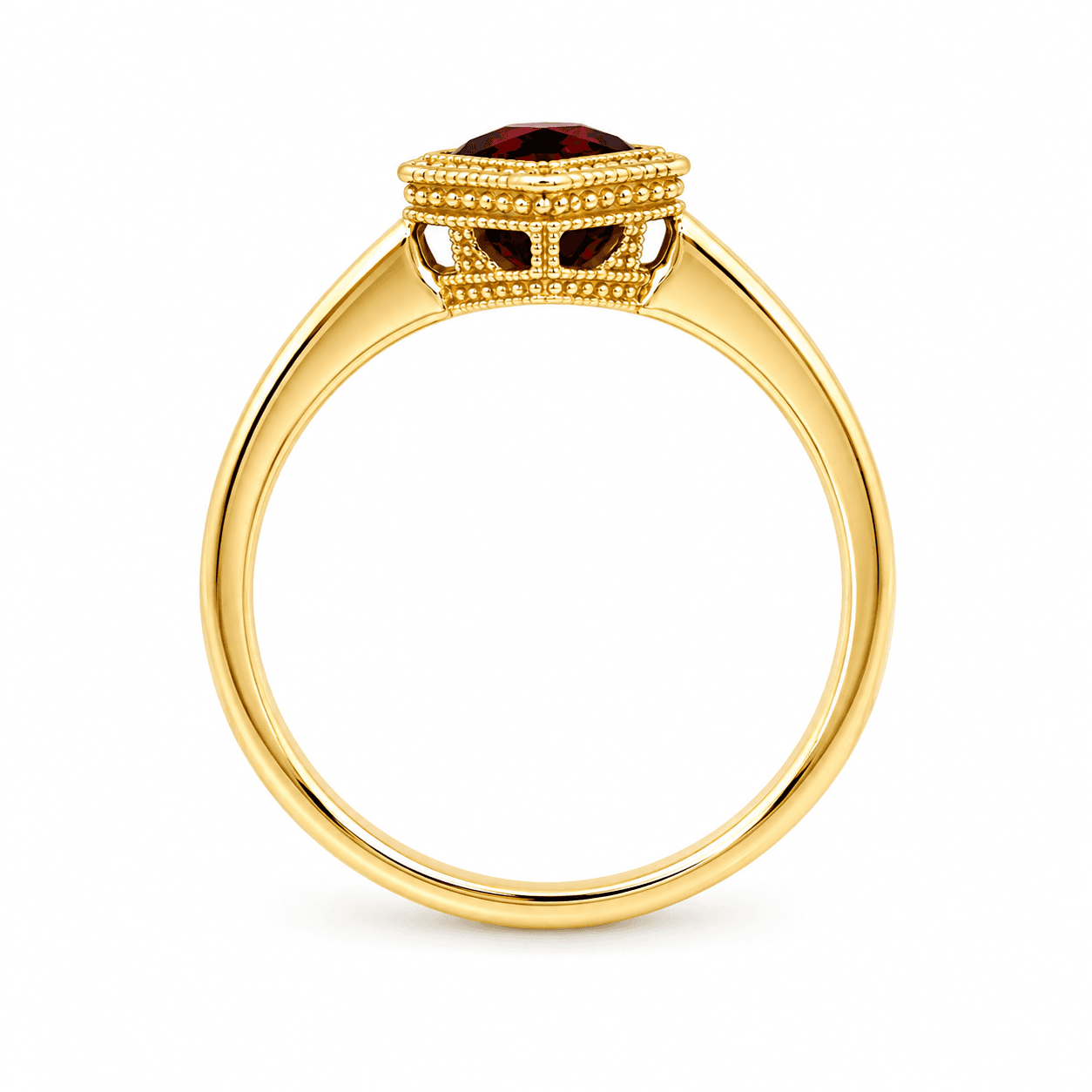 Cushion Garnet Bezel Ring