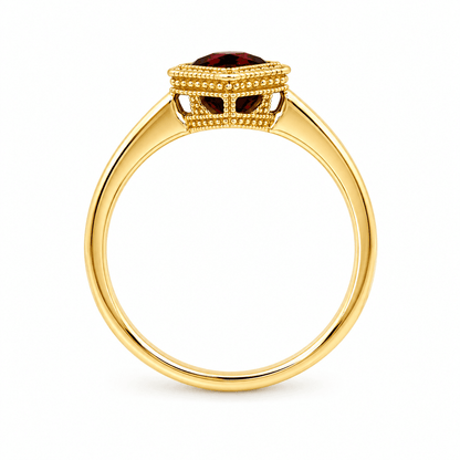 Cushion Garnet Bezel Ring