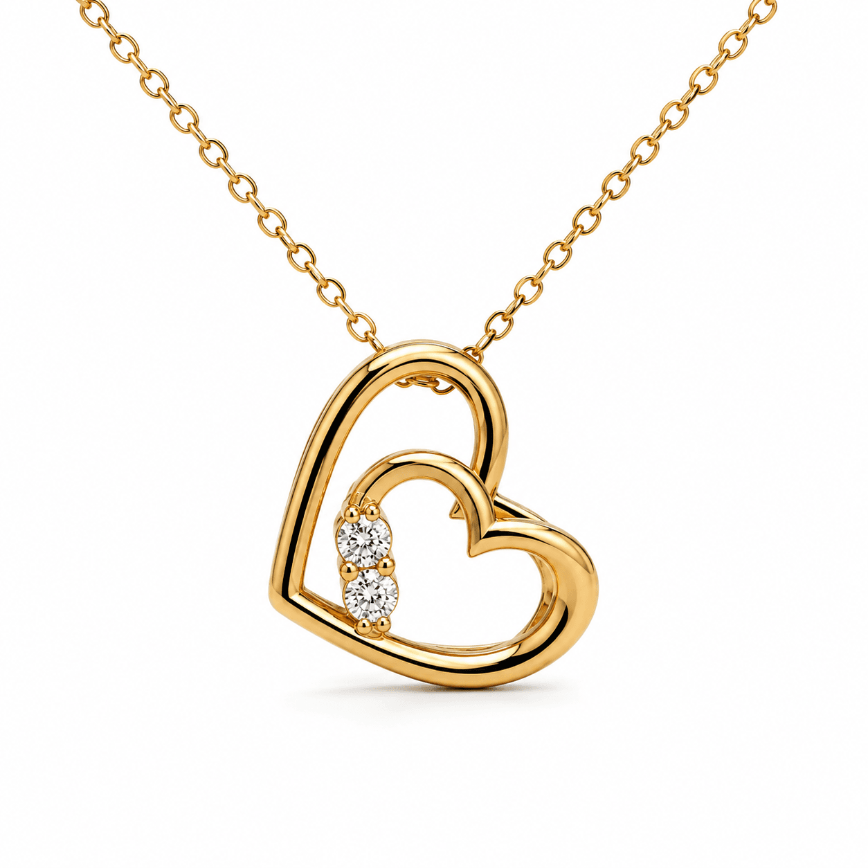 Diamond Double Heart Pendant Necklace