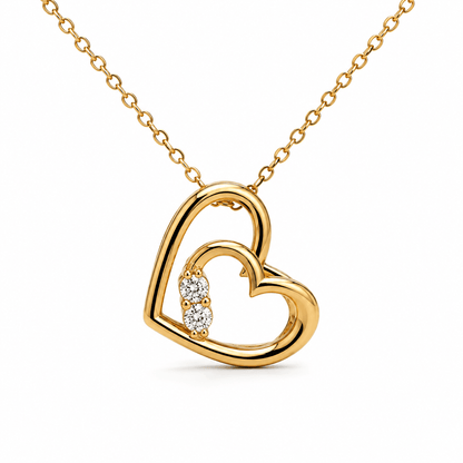 Diamond Double Heart Pendant Necklace