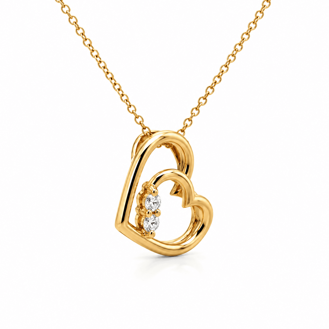 Diamond Double Heart Pendant Necklace
