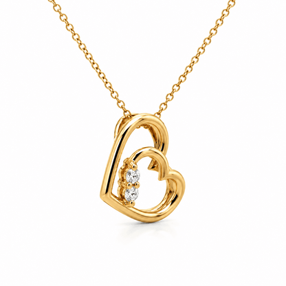 Diamond Double Heart Pendant Necklace