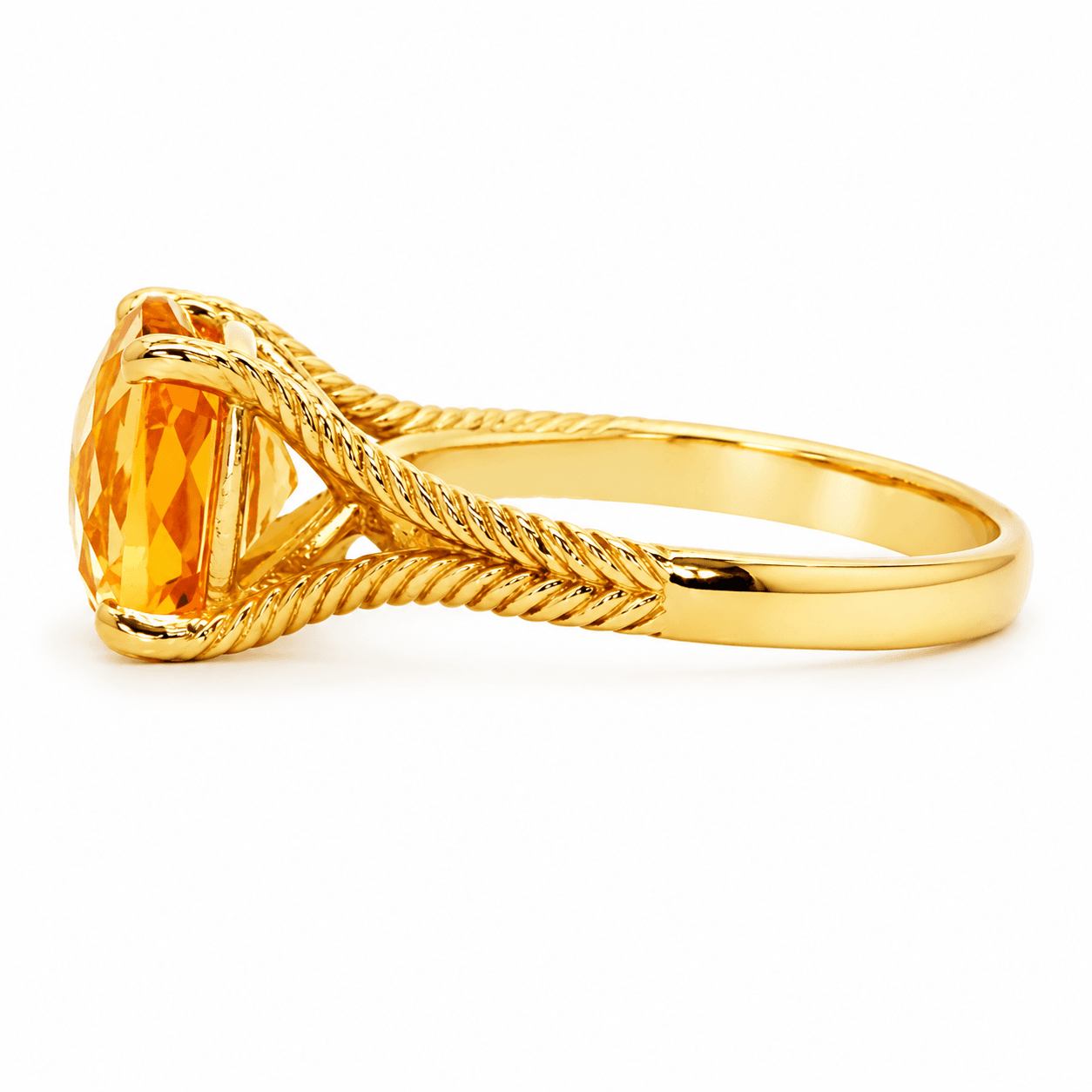 Cushion Checkerboard Citrine Cocktail Ring