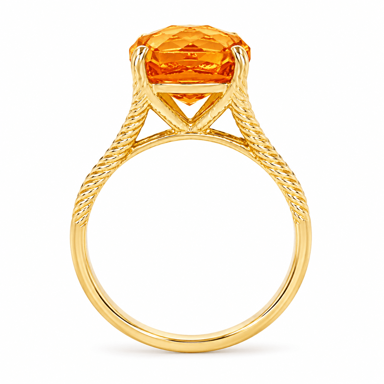 Cushion Checkerboard Citrine Cocktail Ring