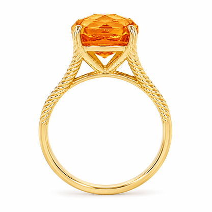 Cushion Checkerboard Citrine Cocktail Ring