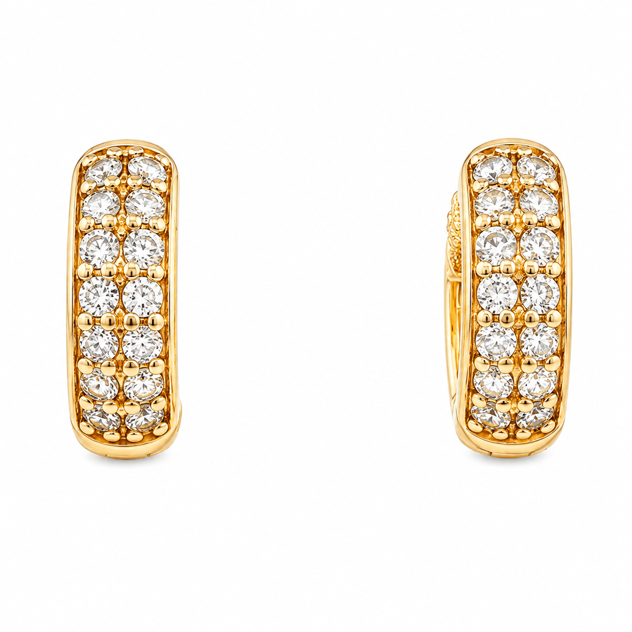Diamond Two-Row Huggie Earrings