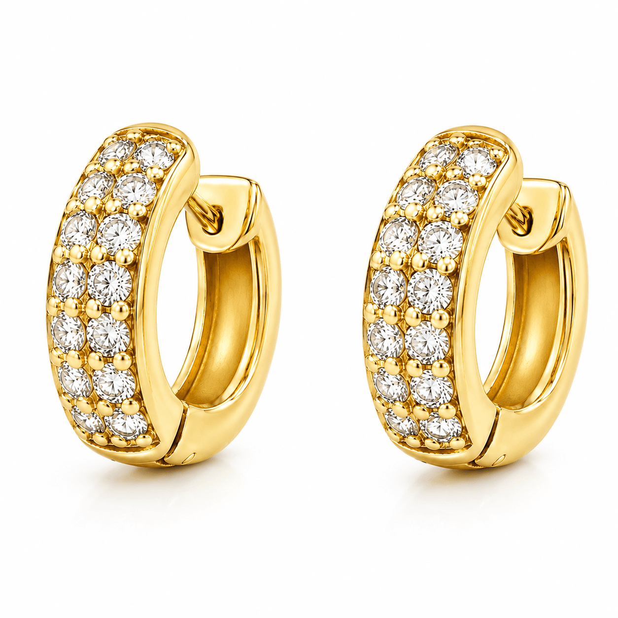 Diamond Two-Row Huggie Earrings
