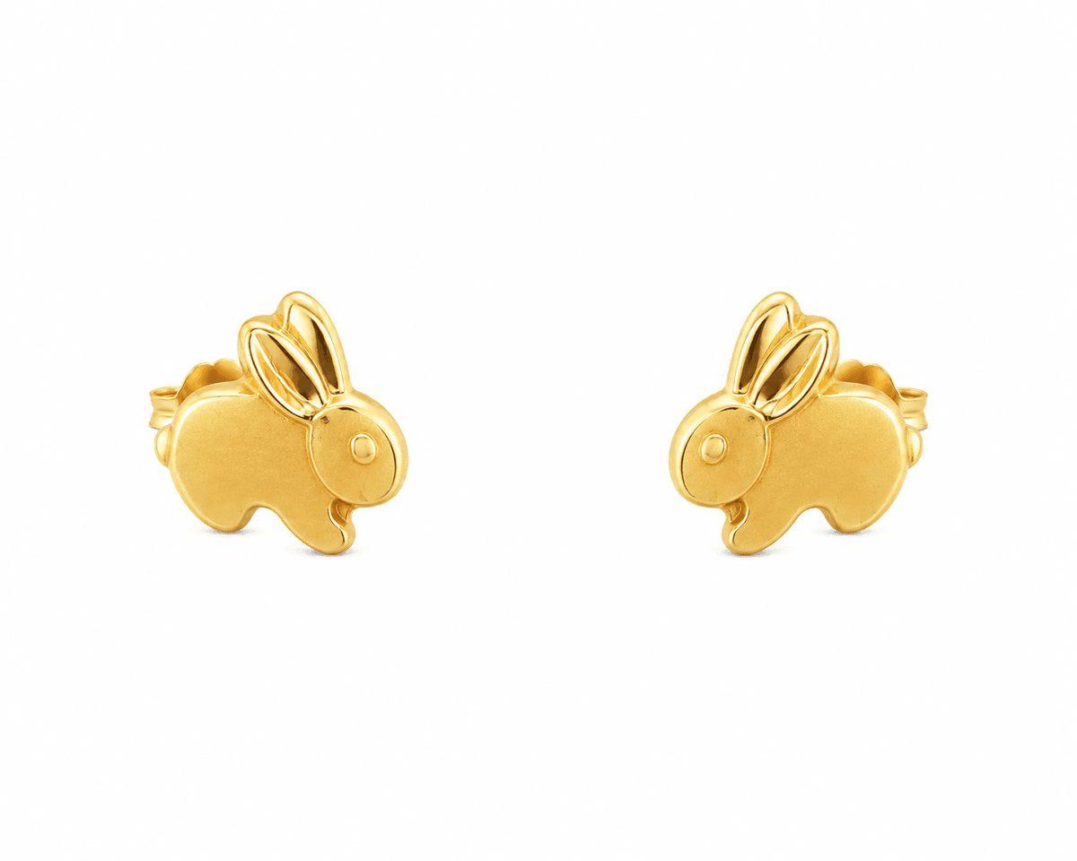 18K Children's Bunny Screw-Back Earring Studs
