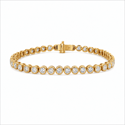 Yellow Gold Bezel-Set Round Diamond Tennis Bracelet