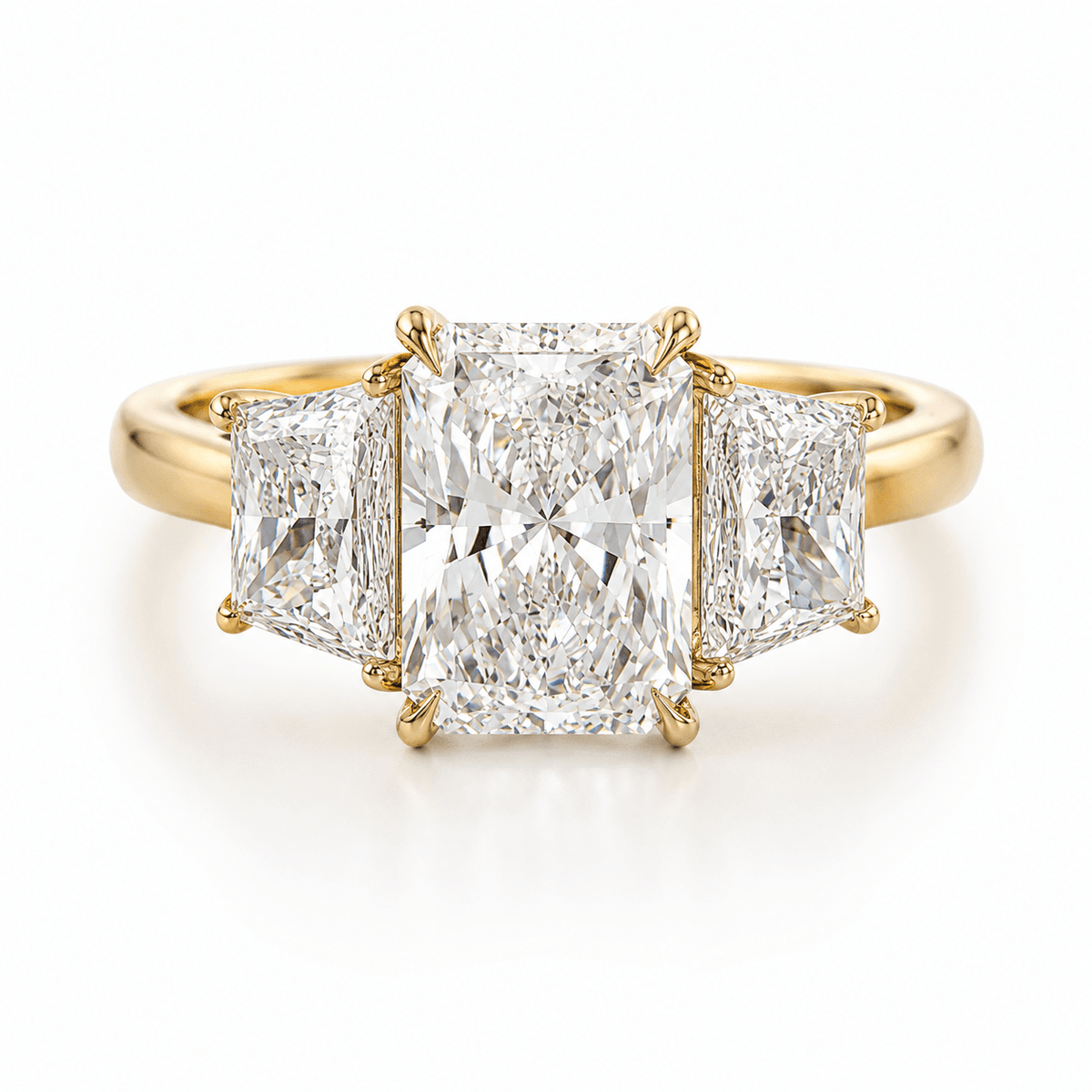 3.11 CTW Lab Grown 3-Stone Diamond Radiant Cut Engagement Ring