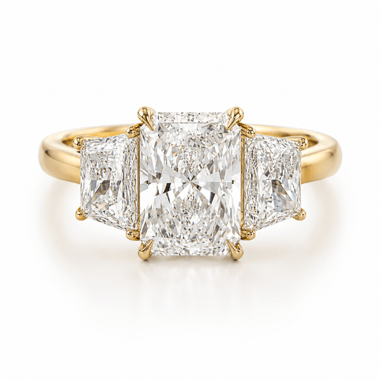 3.11 CTW Lab Grown 3-Stone Diamond Radiant Cut Engagement Ring