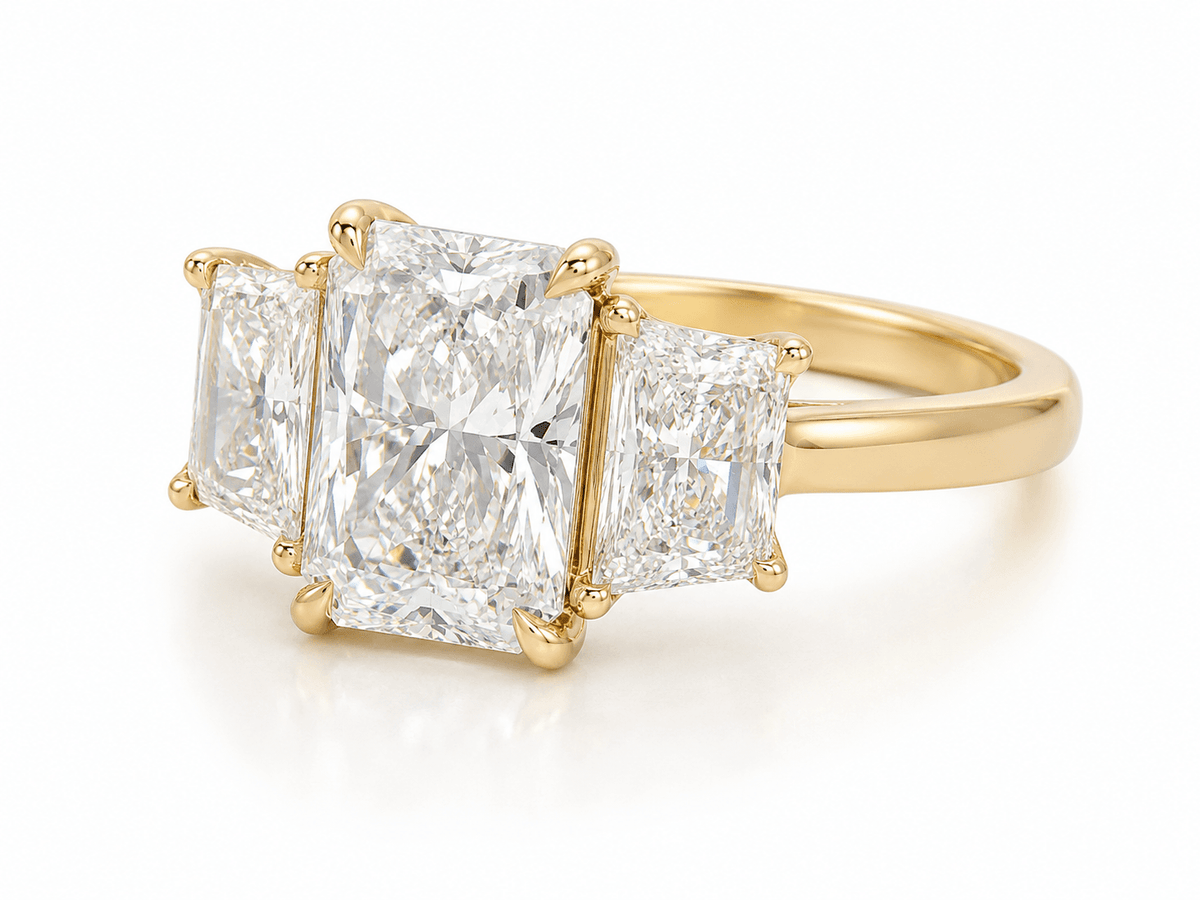 3.11 CTW Lab Grown 3-Stone Diamond Radiant Cut Engagement Ring