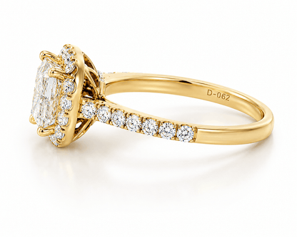 18K YG 1.62 CTW Princess-Cut DIA Halo Engagement Ring