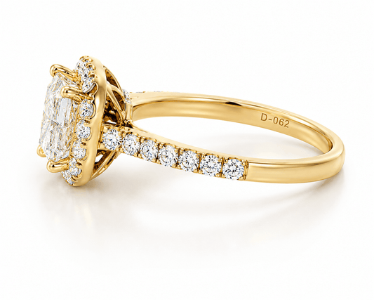 18K YG 1.62 CTW Princess-Cut DIA Halo Engagement Ring