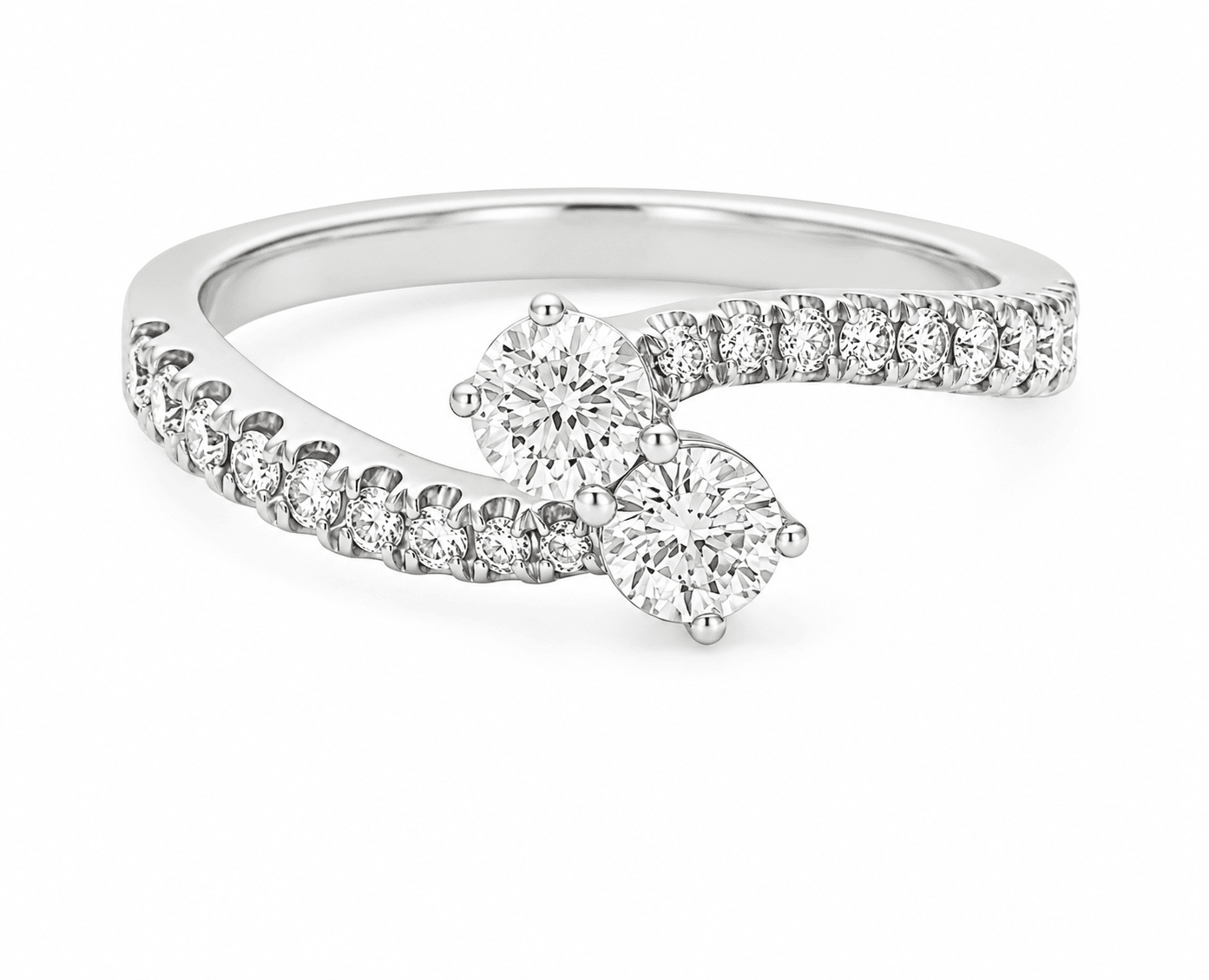 18K White Gold Diamond Bypass Engagement Ring .53ctw