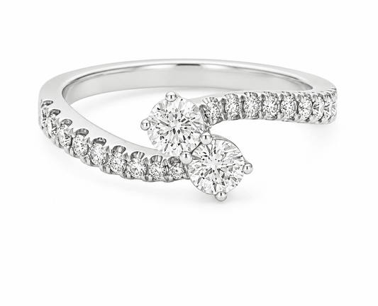 18K White Gold Diamond Bypass Engagement Ring .53ctw