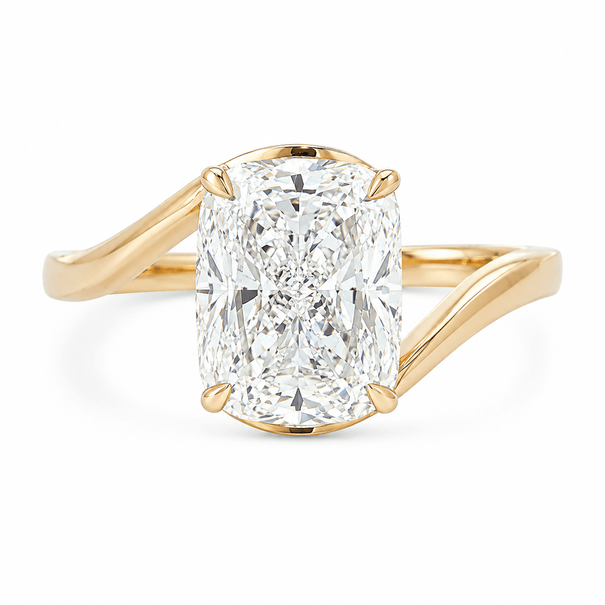 2.59 CT Cushion Cut Lab-Grown Diamond Bypass Engagement Ring