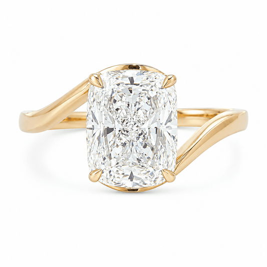 2.59 CT Cushion Cut Lab-Grown Diamond Bypass Engagement Ring