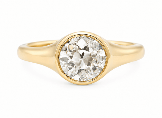 14K Yellow Gold Lab-Grown Diamond Bezel Set Engagement Ring