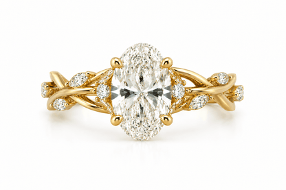 14K Yellow Gold Oval Lab-Grown Diamond Garden Ring