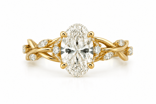 14K Yellow Gold Oval Lab-Grown Diamond Garden Ring