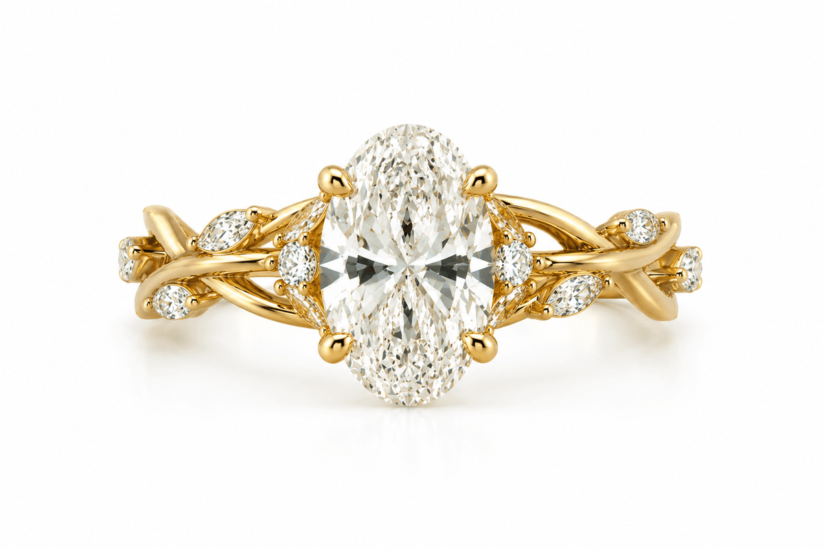 2.50 CTW Yellow Gold Oval Lab-Grown Diamond Garden Ring
