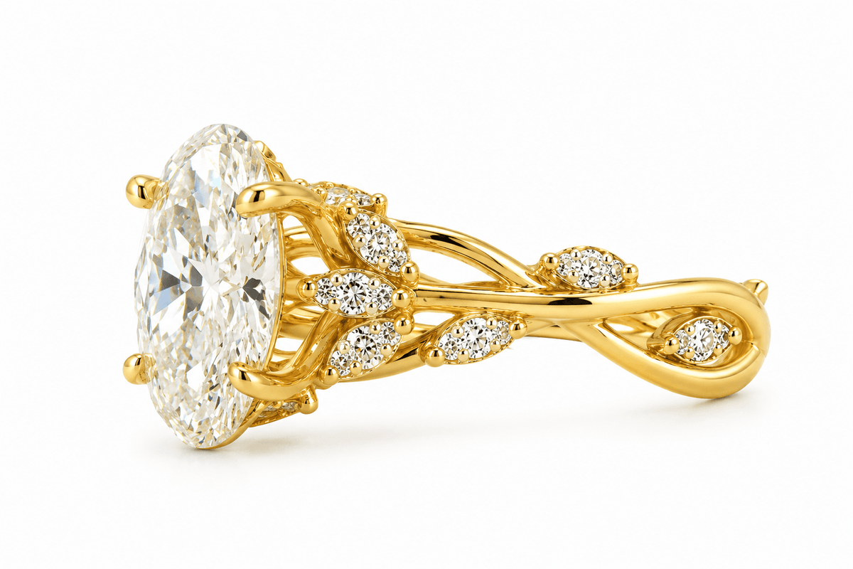 2.50 CTW Yellow Gold Oval Lab-Grown Diamond Garden Ring