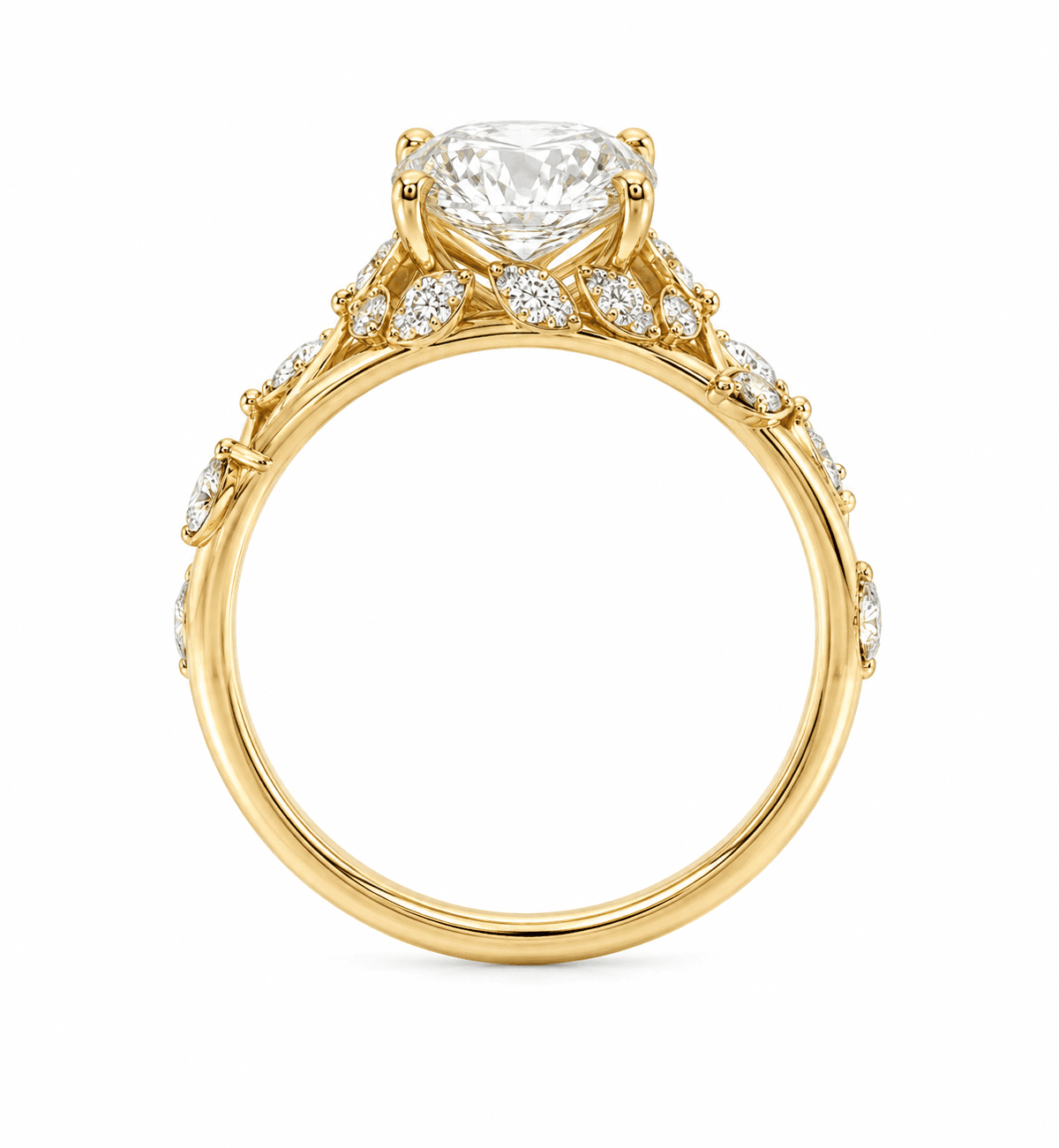 2.50 CTW Yellow Gold Oval Lab-Grown Diamond Garden Ring