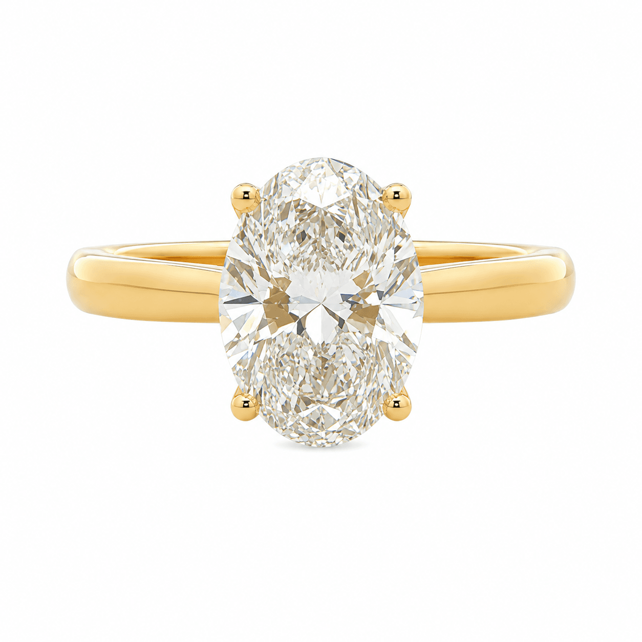 Oval Diamond Solitaire Engagement Ring with Hidden Halo
