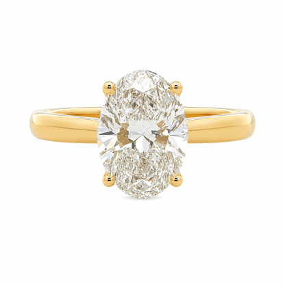 Oval Diamond Solitaire Engagement Ring with Hidden Halo